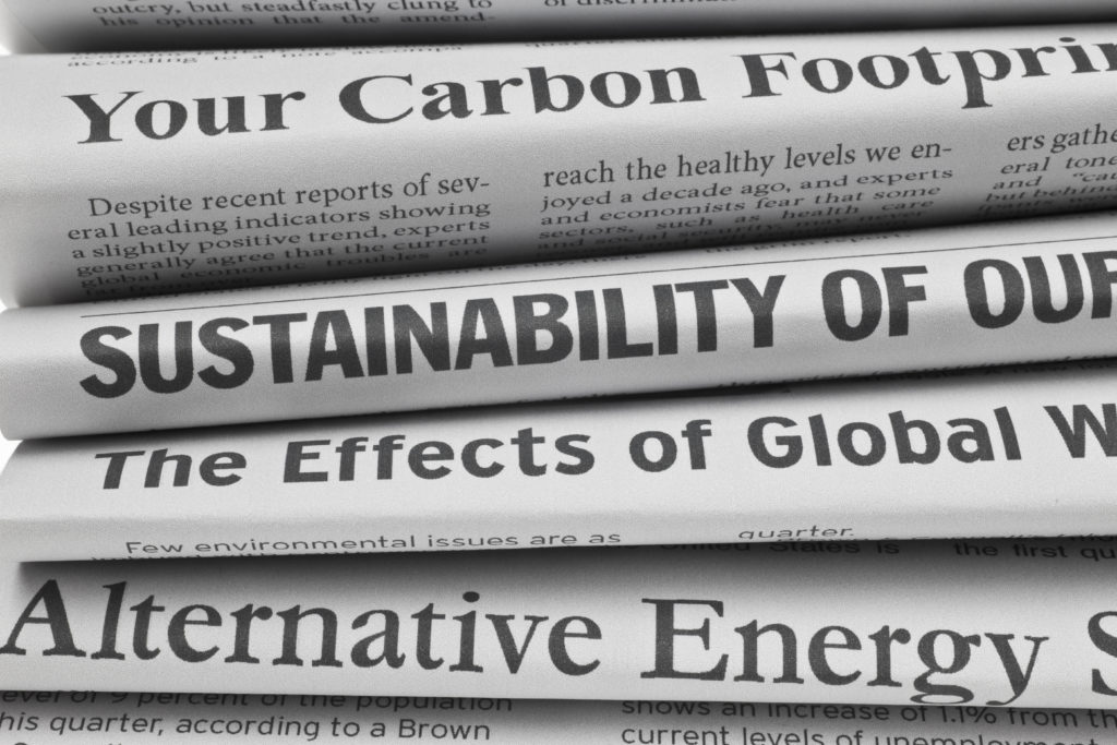 Newspapers featuring environmental sustainability