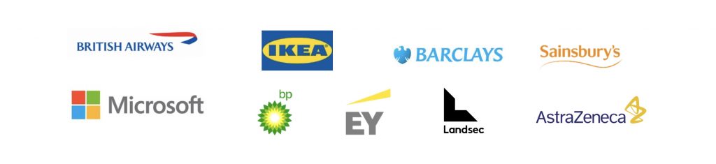 Logos of businesses that have elected to battle climate change